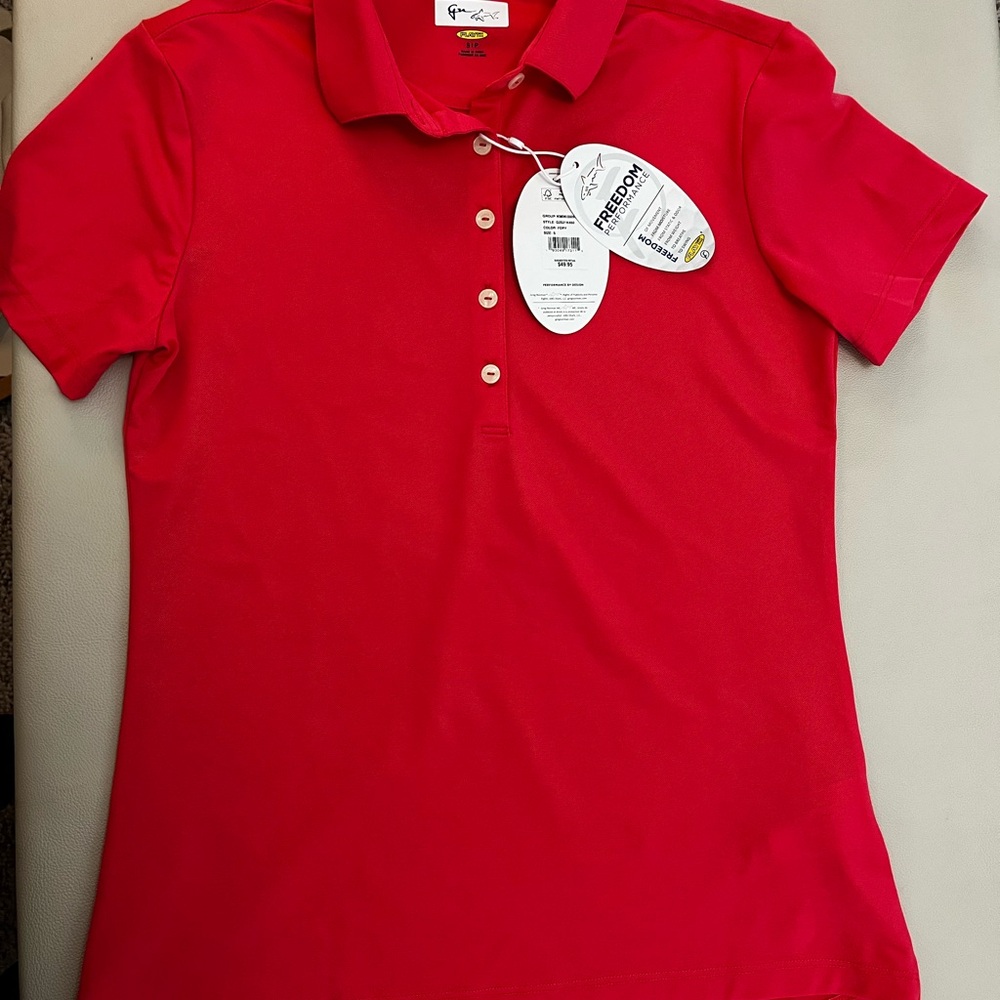 Greg Norman Collection Red Button Down Polo Shirt